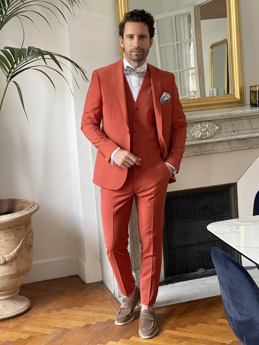 Costume Marseille Terracota pas cher court slim 