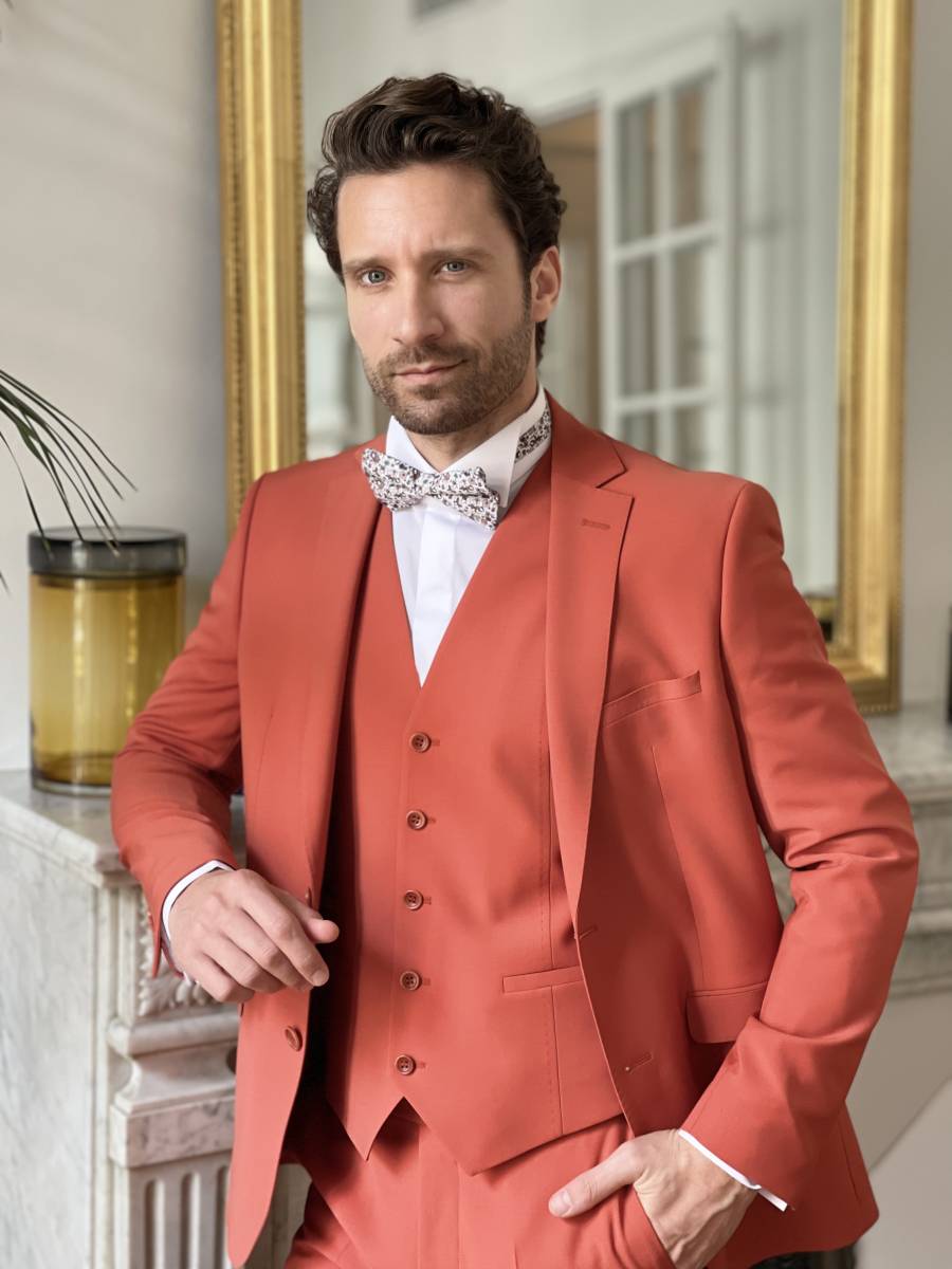 Costume Marseille Terracota pas cher court slim 