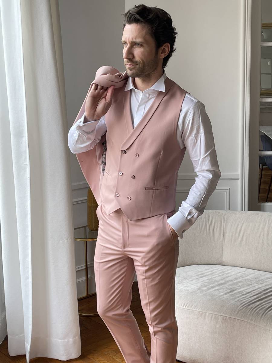 Costume 3 pièces gilet croisé bohème 