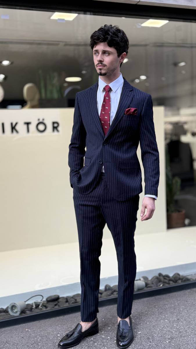 costume slim mariage rayé champêtre pas cher chic luxe 