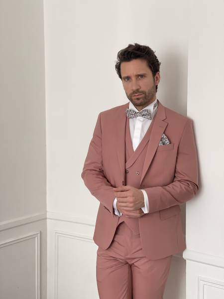 Costume 3 pièces bois de rose gilet liberty 