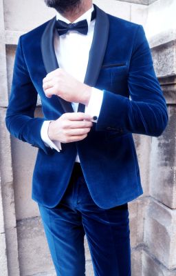 COSTUME EMMANUELLE KHANH COL CHALE Velours Bleu