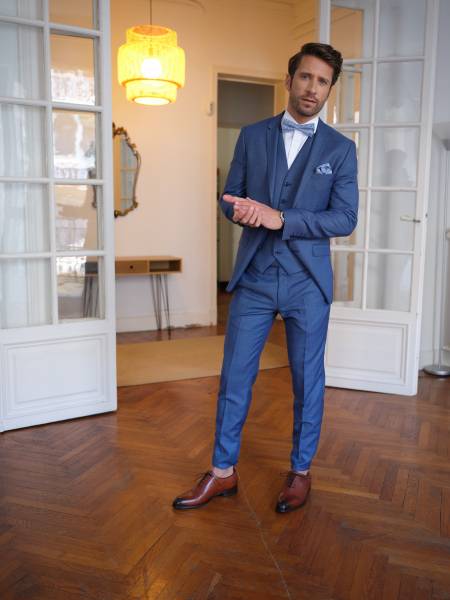Costume fin mariage été 2021 nouvelle collection bleu homme mariage sur mesure