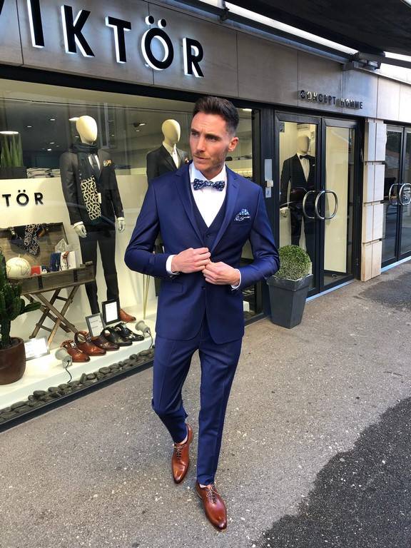 costume bleu 3 pièces ceremonie mariage marseille champètre bohème chic retro liberty bleu electrique cognac aix