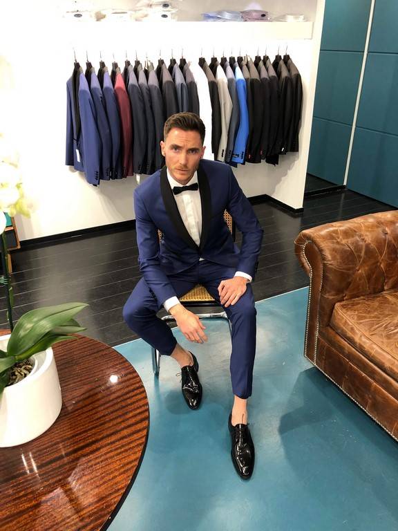 costume smoking 3 pieces bleu champetre mariage marseille aix