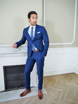 Costume bleu électrique roi cintré marseille cérémonie mariage homme Armani