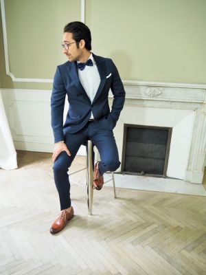 Smoking léger homme été 2017 cérémonie mariage revers large satin