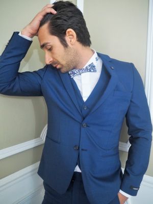 Costume de marié 3 pièce bleu électrique lagerfeld cérémonie