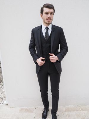 Costume de marié marseille cérémonie slim fit cintré noir