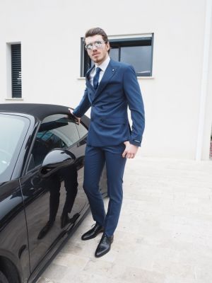 Costume croisé bleu marseille lagerfeld cintré slim fit