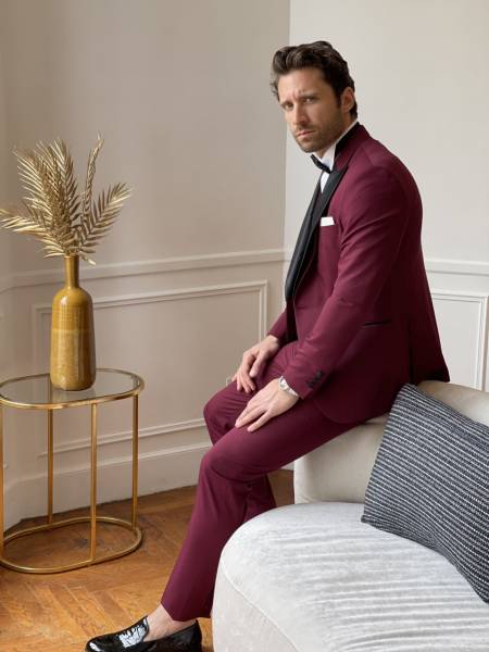 smoking mariage bordeau marseille slim revers noir