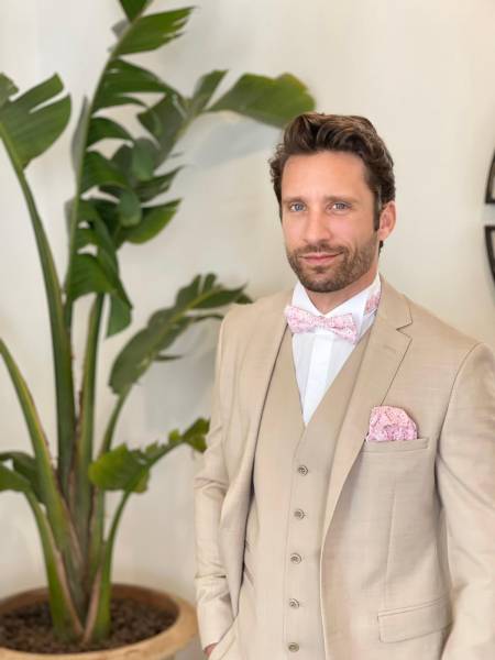 costume beige homme slim mariage marseille viktor