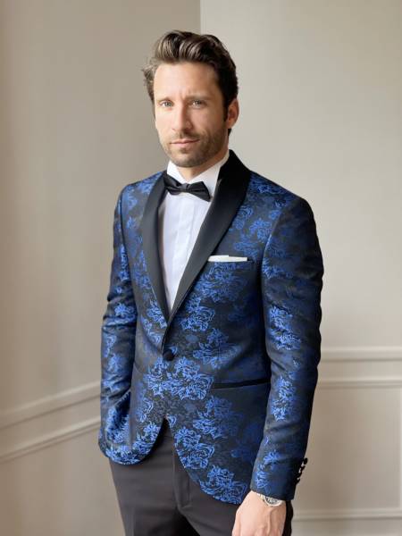 costumes à fleurs hommes bleu marseille sur mesure